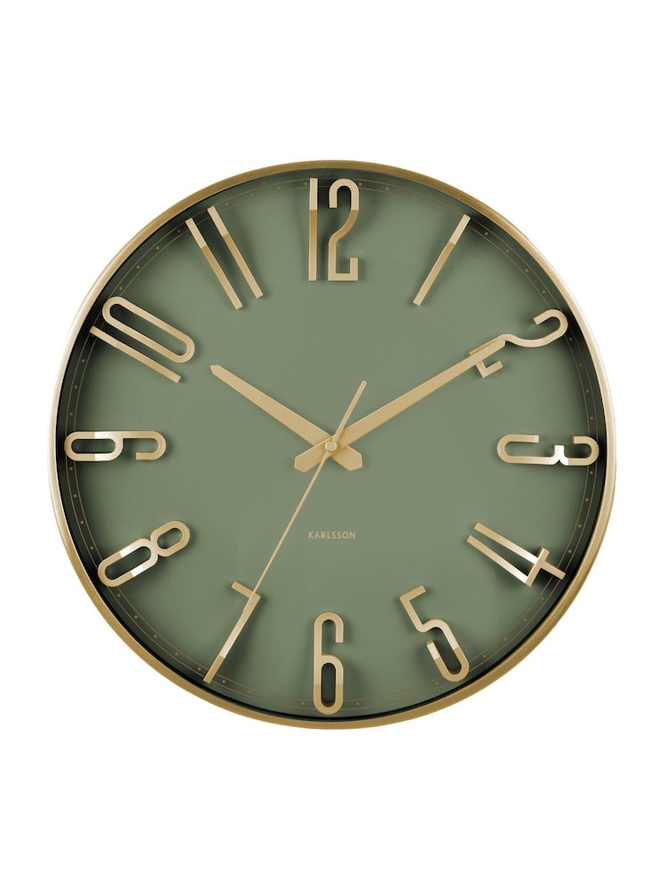 Karlsson Metallic Jungle Green Elevated Glam Wall Clock - Image 2 of 3