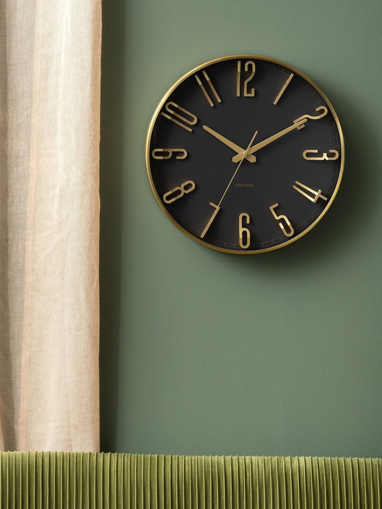 Karlsson Metallic Black Elevated Glam Wall Clock - Image 1 of 3