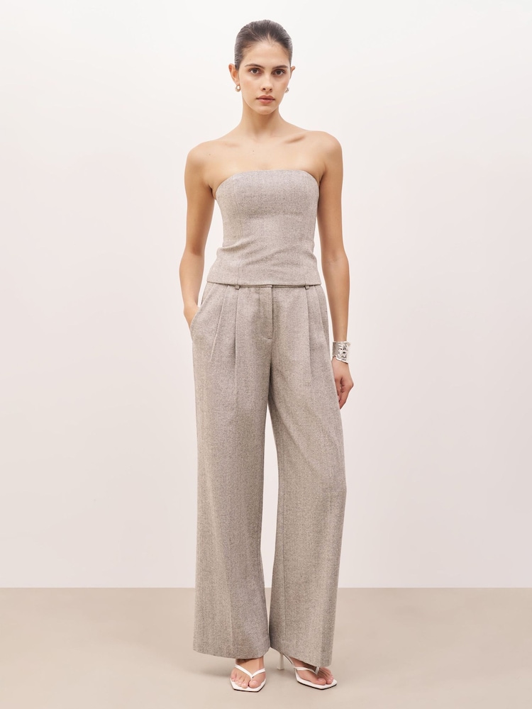Because Of Alice Grey Herringbone Strapless Bodice Top - Image 2 of 6