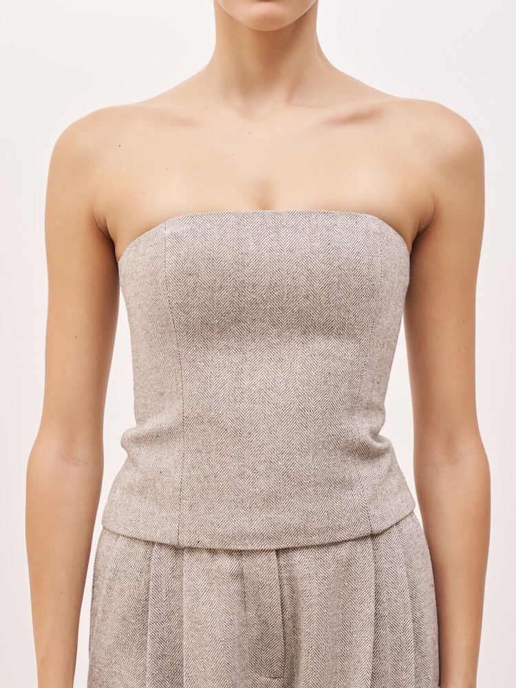 Because Of Alice Grey Herringbone Strapless Bodice Top - Image 5 of 6