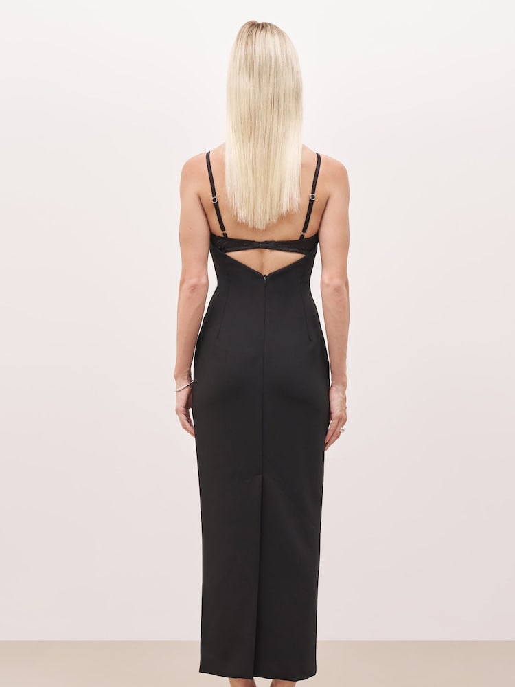 Because Of Alice Black Tailored Bustier Maxi Dress - Image 3 of 7