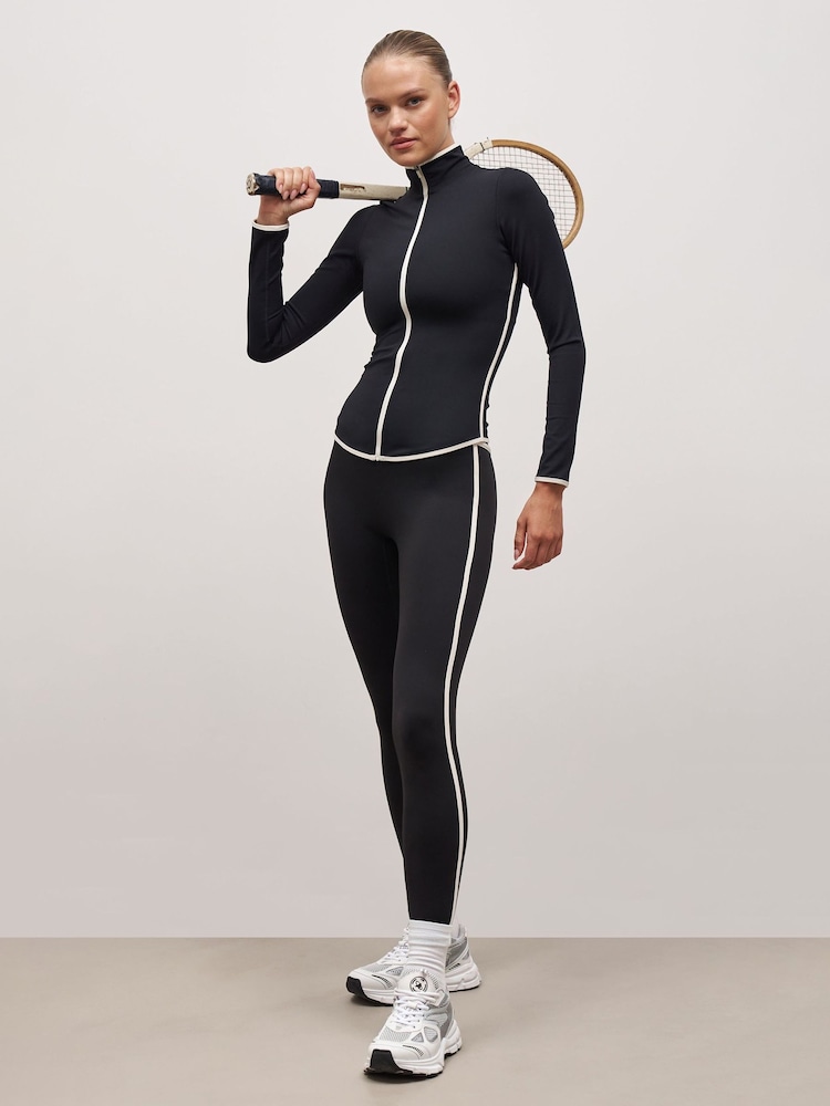 Because Of Alice Black Base Contrast Trim Zip Up Jacket - Image 1 of 6