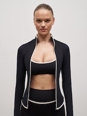 Because Of Alice Black Base Contrast Trim Zip Up Jacket - Image 4 of 6