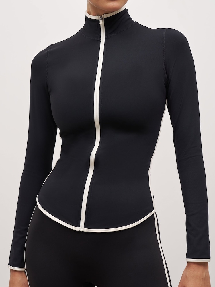 Because Of Alice Black Base Contrast Trim Zip Up Jacket - Image 6 of 6
