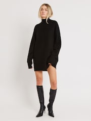 Because Of Alice Black Soft Brushed High Neck Jumper Dress - Image 1 of 6