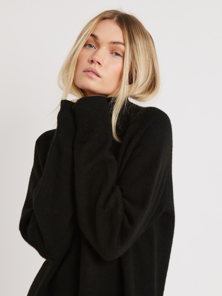 Because Of Alice Black Soft Brushed High Neck Jumper Dress - Image 5 of 6