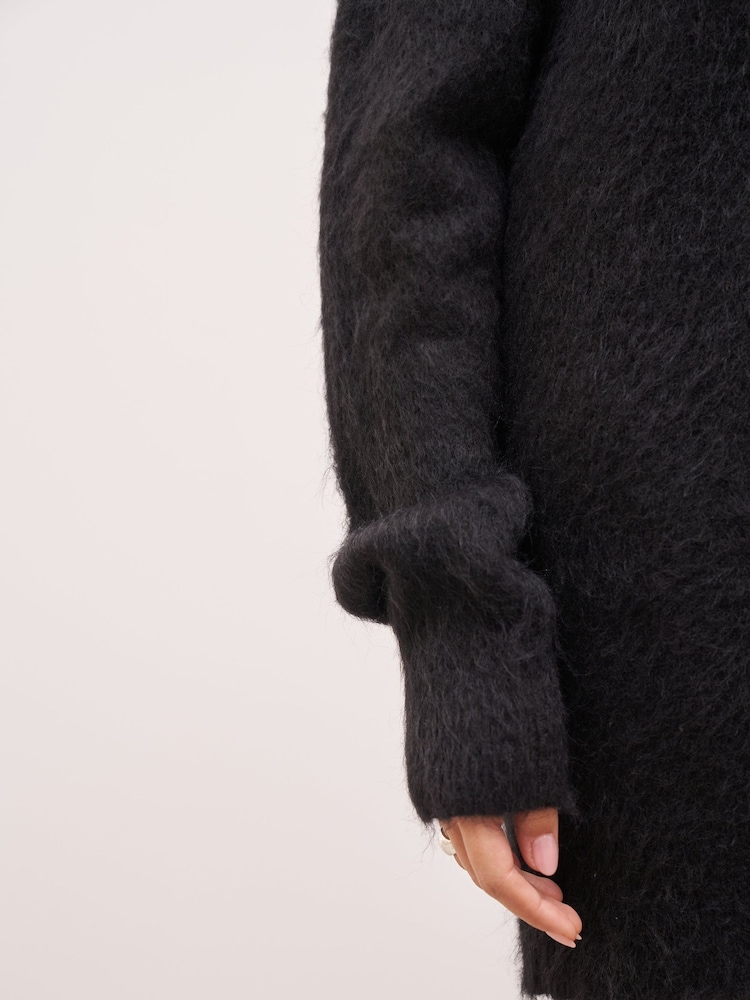 Because Of Alice Black Soft Brushed High Neck Jumper Dress - Image 6 of 6