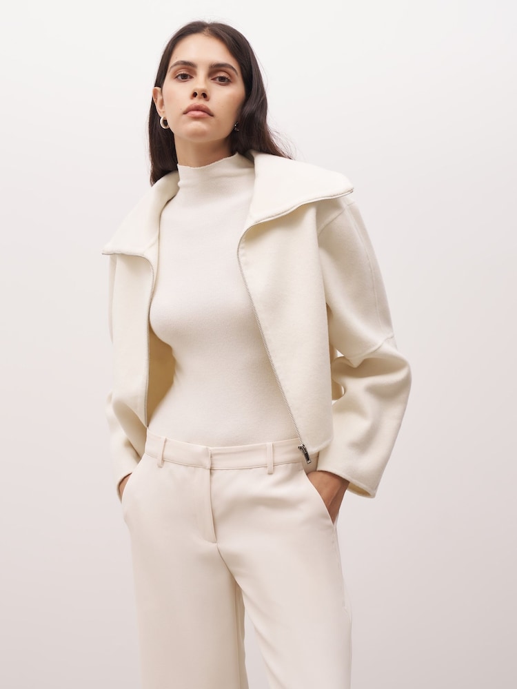 Because Of Alice Cream Double Faced Wool Cropped Jacket - Image 1 of 4