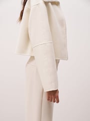 Because Of Alice Cream Double Faced Wool Cropped Jacket - Image 3 of 4