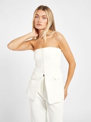 Because Of Alice White Strapless Peplum Bodice Top - Image 1 of 6