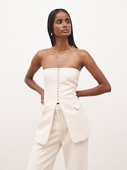 Because Of Alice Cream Strapless Peplum Bodice Top - Image 1 of 6
