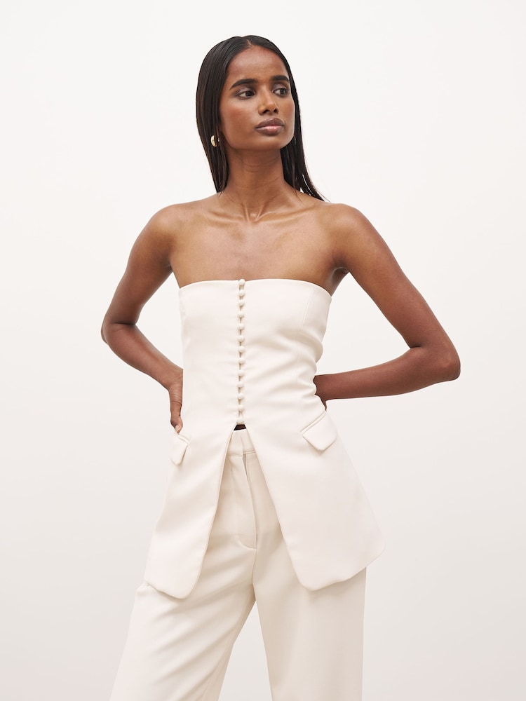 Because Of Alice Cream Strapless Peplum Bodice Top - Image 1 of 6