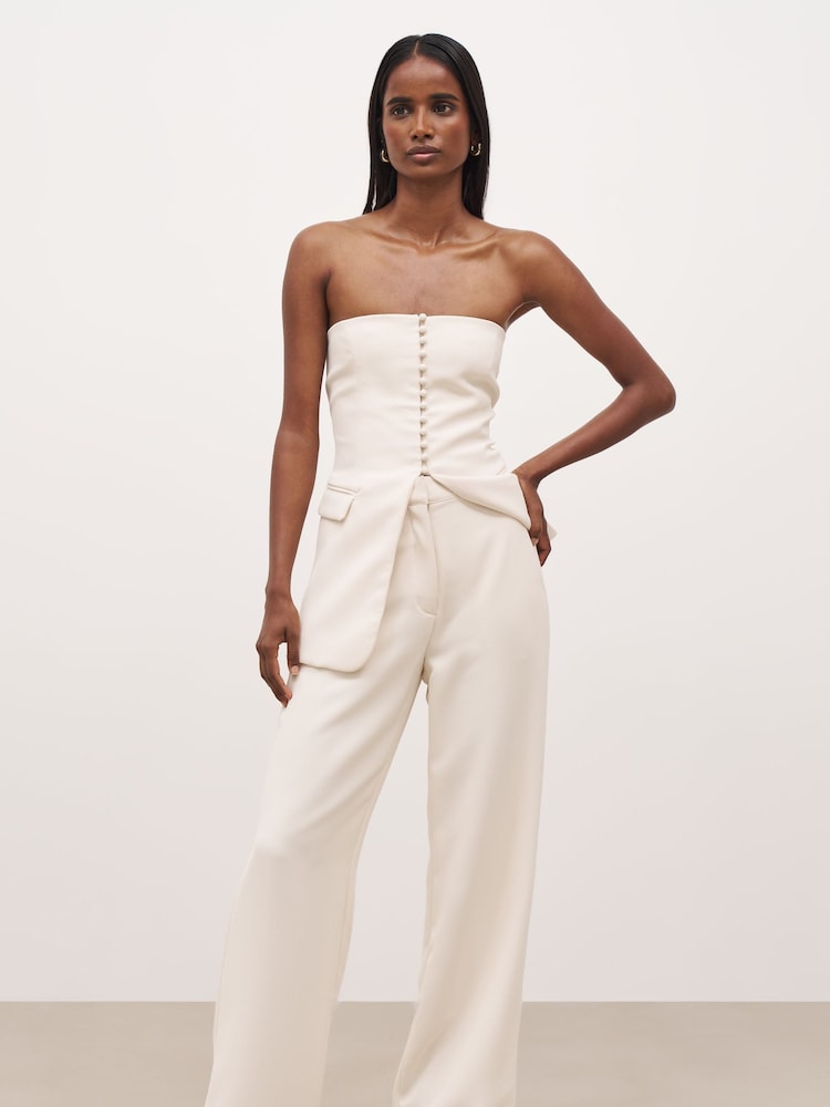 Because Of Alice Cream Strapless Peplum Bodice Top - Image 3 of 6