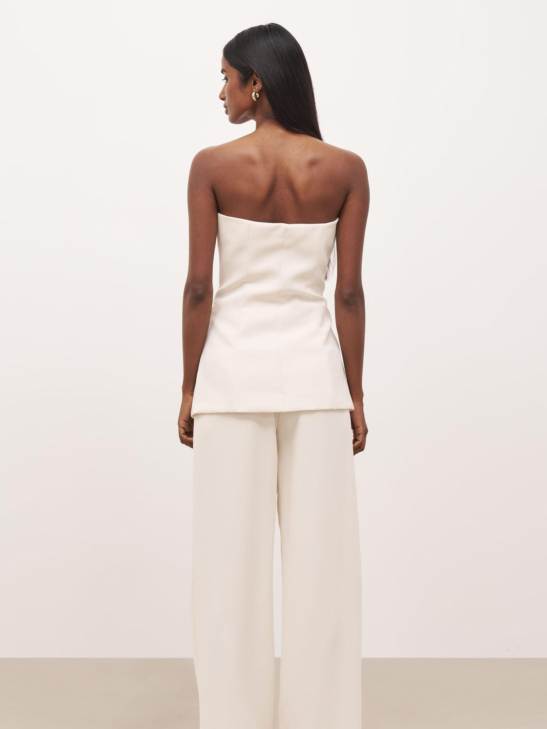 Buy Because Of Alice Cream Strapless Peplum Bodice Top from Next USA