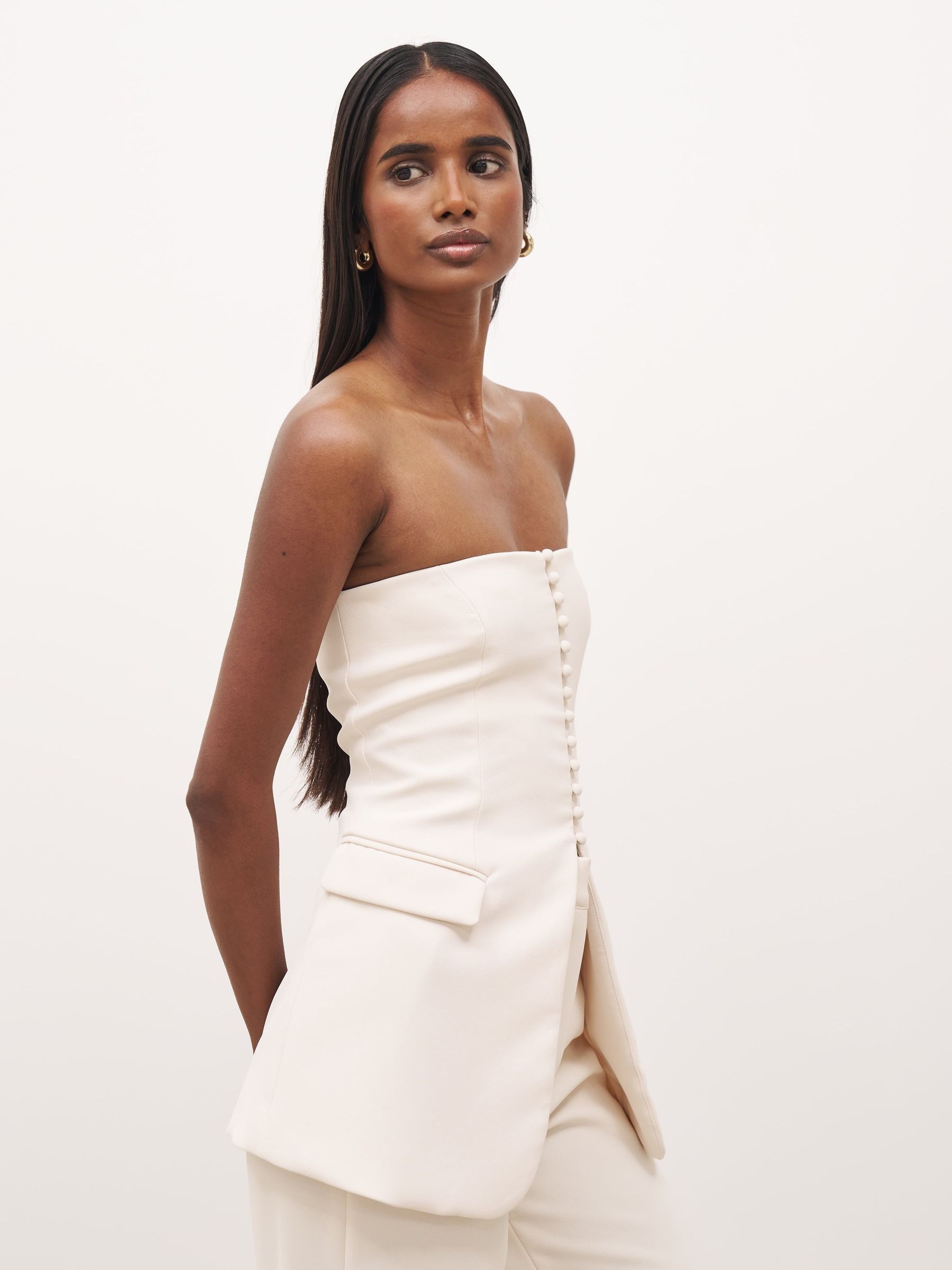 Buy Because Of Alice Cream Strapless Peplum Bodice Top from Next USA