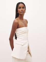 Because Of Alice Cream Strapless Peplum Bodice Top - Image 5 of 6