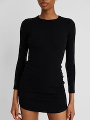 Because Of Alice Black Heavy Ribbed Longsleeve Mini Dress - Image 5 of 6
