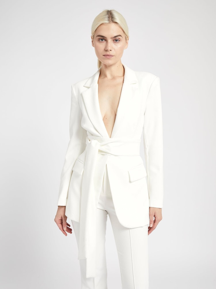 Because Of Alice White Classic Blazer With Belt - Image 1 of 6
