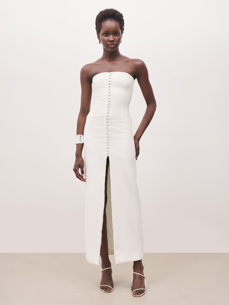 Because Of Alice White Strapless Peplum Maxi Dress - Image 2 of 7