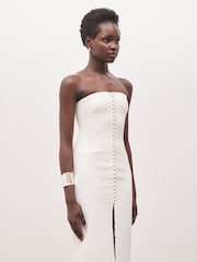 Because Of Alice White Strapless Peplum Maxi Dress - Image 4 of 7