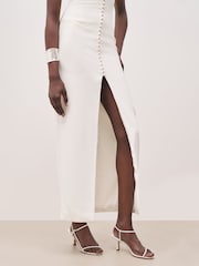 Because Of Alice White Strapless Peplum Maxi Dress - Image 5 of 7