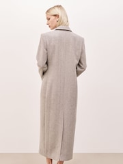 Because Of Alice Grey Oversized Herringbone Double Breasted Coat - Image 3 of 7