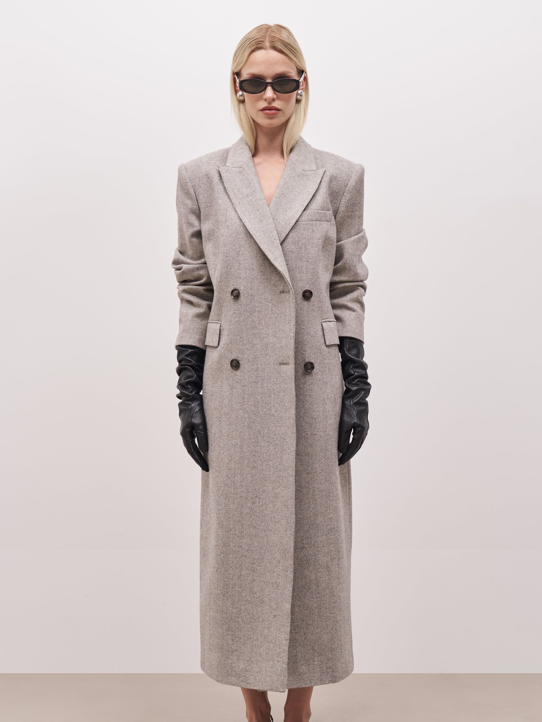 Buy Because Of Alice Grey Oversized Herringbone Double