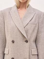 Because Of Alice Grey Oversized Herringbone Double Breasted Coat - Image 6 of 7