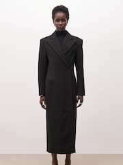 Because Of Alice Black Asymmetric Tailored Longline Coat - Image 4 of 7