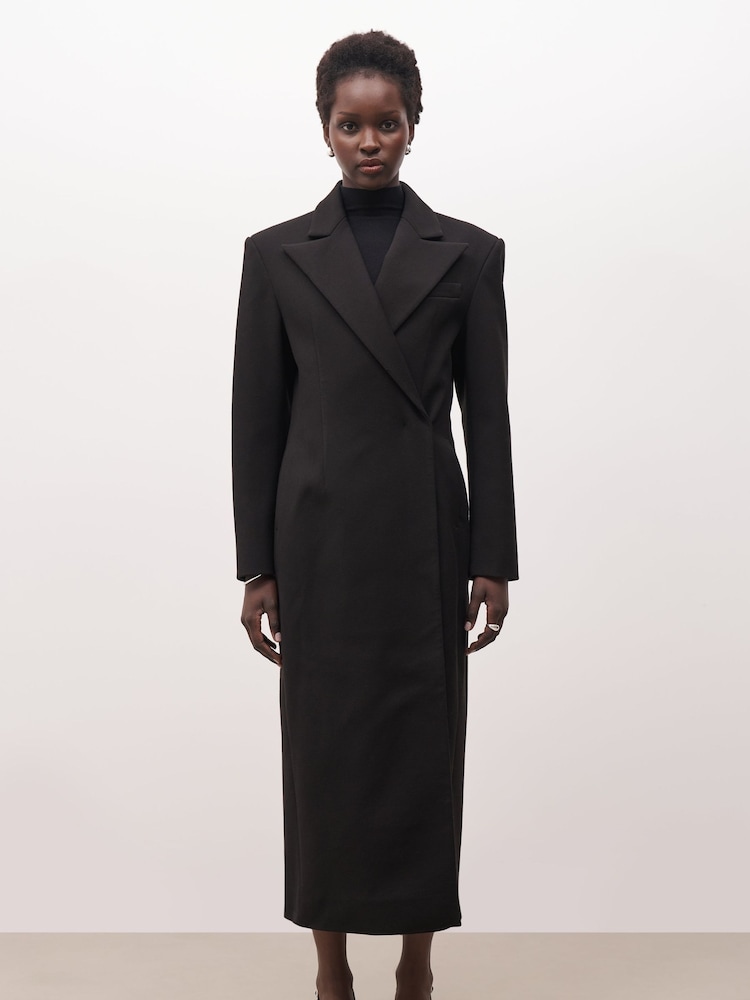 Because Of Alice Black Asymmetric Tailored Longline Coat - Image 4 of 7