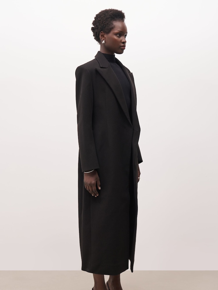 Because Of Alice Black Asymmetric Tailored Longline Coat - Image 5 of 7