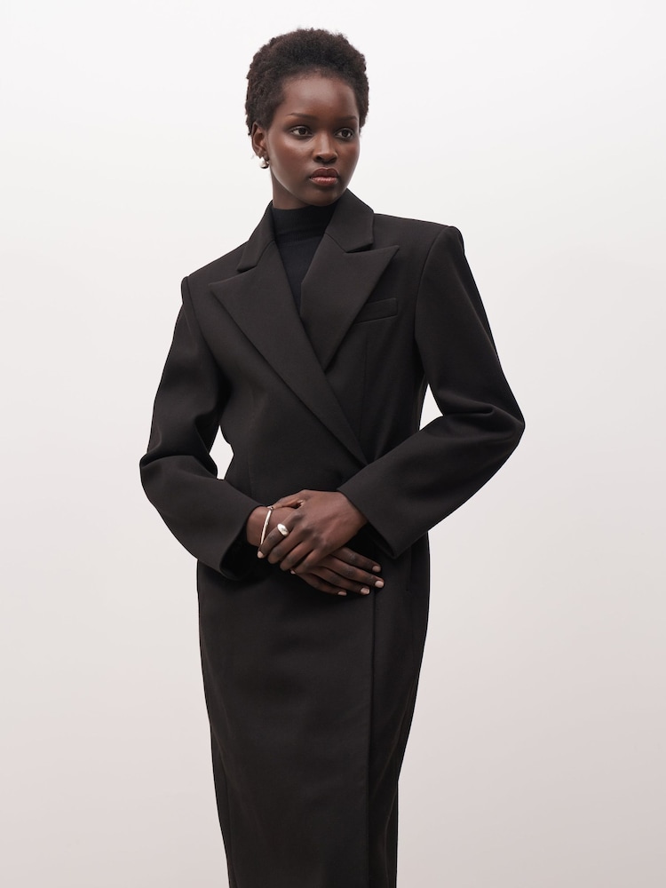 Because Of Alice Black Asymmetric Tailored Longline Coat - Image 6 of 7