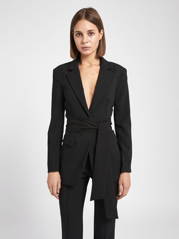 Because Of Alice Black Classic Blazer With Belt - Image 1 of 6