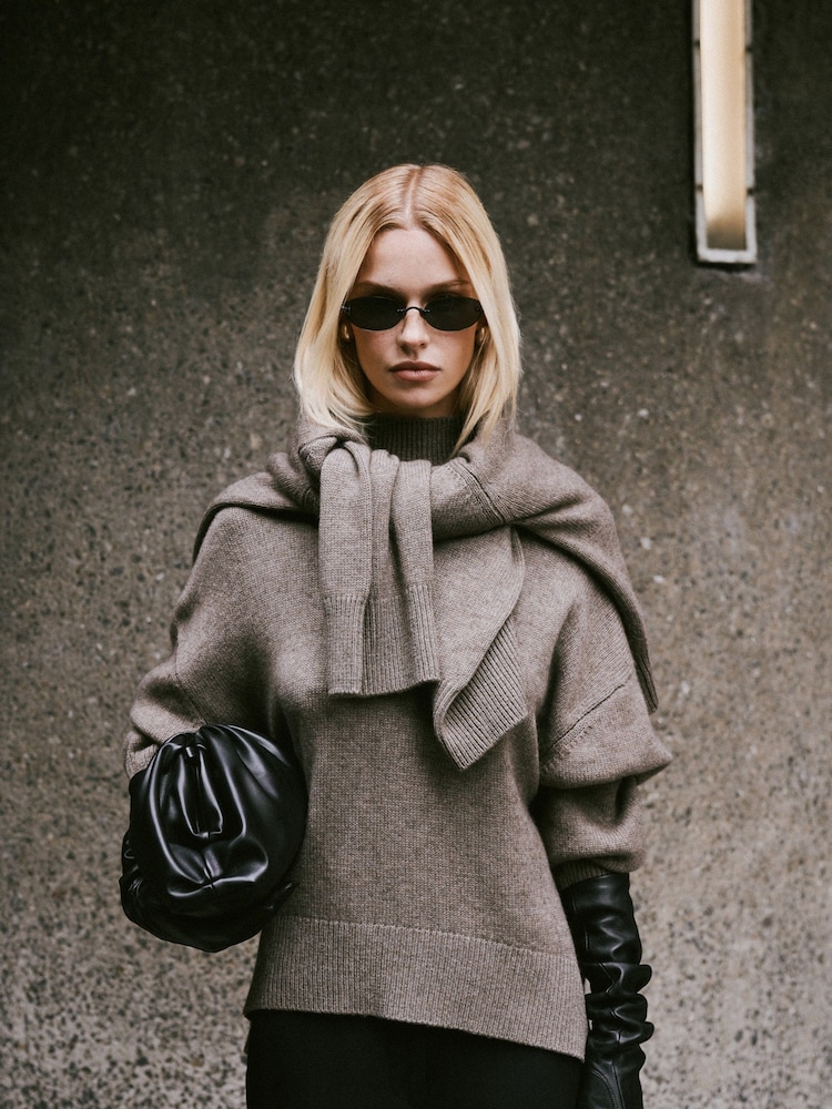 Because Of Alice Brown Relaxed High Neck Cashmere Blend Jumper - Image 1 of 6
