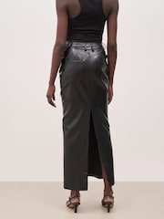 Because Of Alice Black Leather Tailored Maxi Skirt - Image 2 of 6