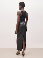 Because Of Alice Black Leather Tailored Maxi Skirt - Image 4 of 6