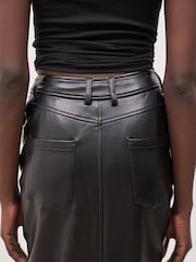 Because Of Alice Black Leather Tailored Maxi Skirt - Image 6 of 6