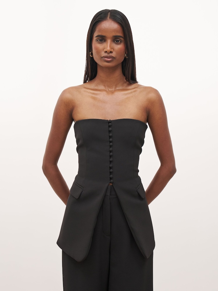 Because Of Alice Black Strapless Peplum Bodice Top - Image 1 of 4