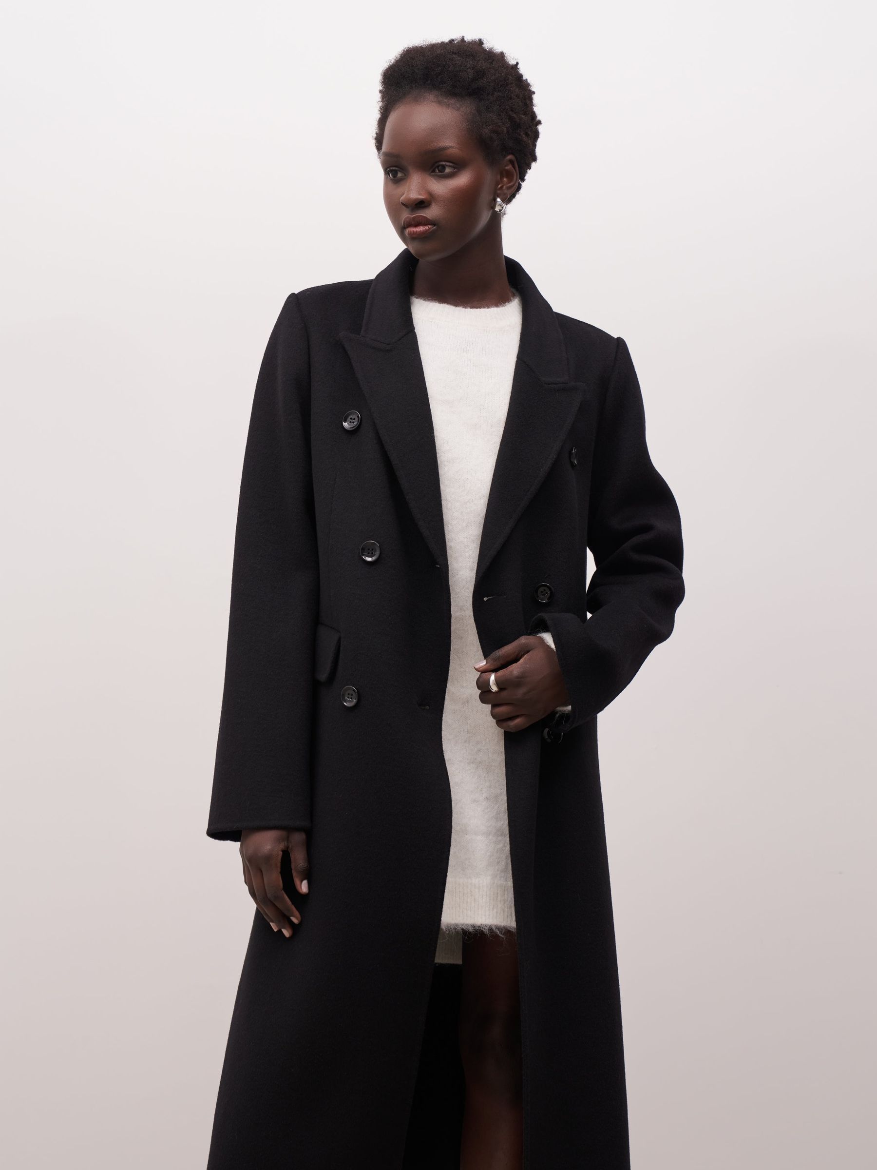 【新品未使用タグ付き✨】LAST NEST LONG WOOL COAT Buy Because Of Alice Black Double Faced Wool Dinner Coat from Next USA