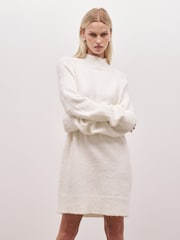 Because Of Alice Cream Soft Brushed High Neck Jumper Dress - Image 2 of 7