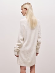 Because Of Alice Cream Soft Brushed High Neck Jumper Dress - Image 3 of 7