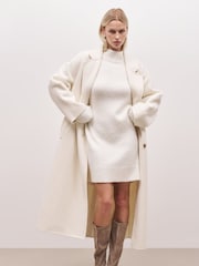 Because Of Alice Cream Soft Brushed High Neck Jumper Dress - Image 4 of 7