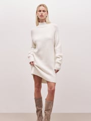 Because Of Alice Cream Soft Brushed High Neck Jumper Dress - Image 5 of 7