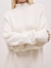 Because Of Alice Cream Soft Brushed High Neck Jumper Dress - Image 6 of 7
