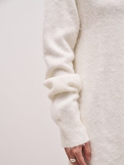 Because Of Alice Cream Soft Brushed High Neck Jumper Dress - Image 7 of 7
