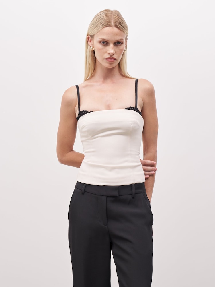 Because Of Alice Cream Tailored Bra Detail Bustier - Image 1 of 6