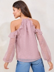 Morado - Lipsy Lurex Cold Shoulder Top - Imagen 4 de 4