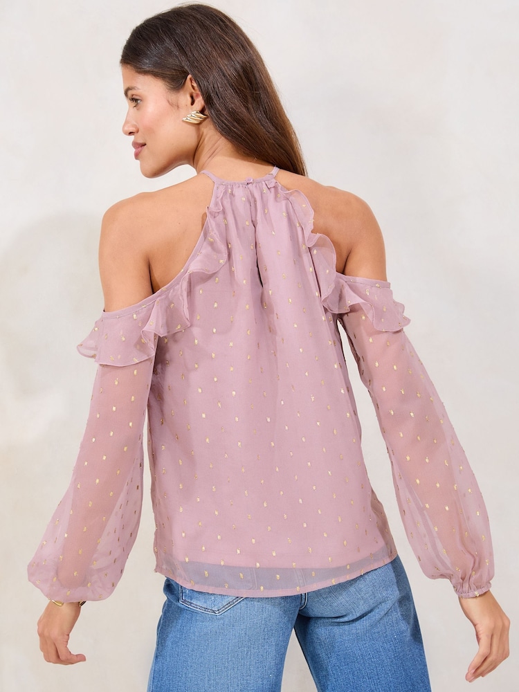 Morado - Lipsy Lurex Cold Shoulder Top - Imagen 4 de 4