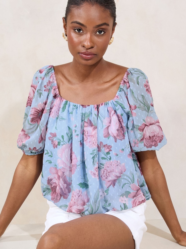 Lipsy Square Neck Printed Bubble Hem Top - Imagen 1 de 4 Lipsy Square Neck Printed Bubble Hem Top - Imagen 1 de 4