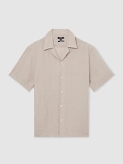 Reiss Mink Brown Beldi Cuban Collar Shirt - Image 2 of 6